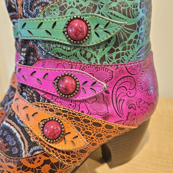 Unique Mixed Media Leather Boots - Picture 9 of 11